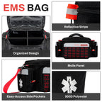First Responder First Aid Kit Fully-Stocked EMT Bag(Black,20L)