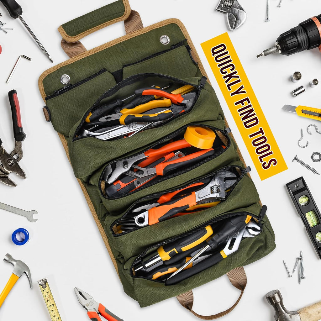 Tool Bag, Tool Bags for Men, Heavy Duty Tool Organizer, Portable Roll Up Tool Bag Gifts For Him, Mechanic
