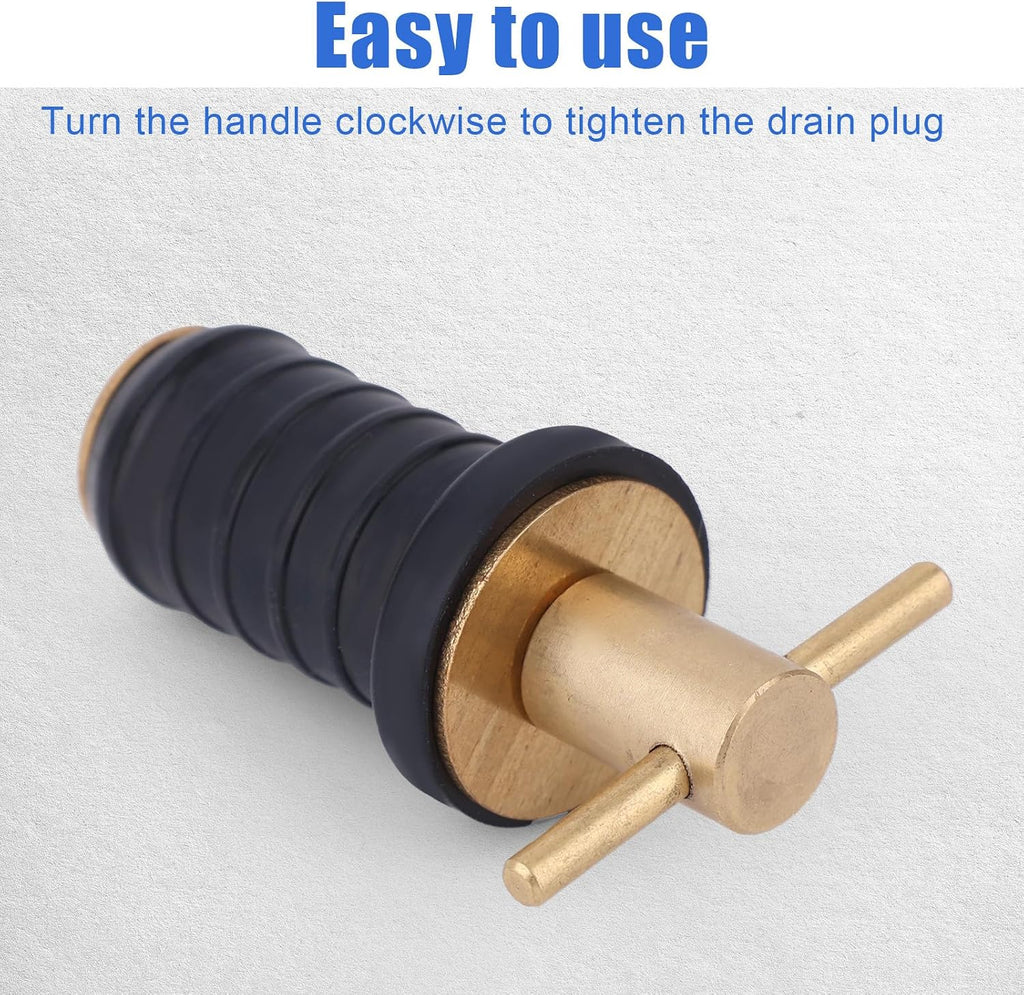 2pcs T-Handle Boat Plug Brass Marine Drain Plugs