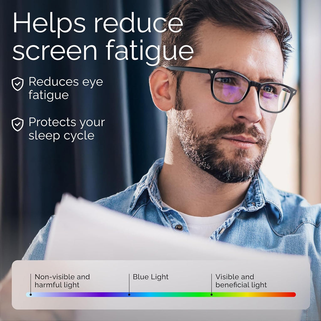 High Tech Blue Light Blocking Computer Glasses | Advanced Blue Light Blocking, Screen Fatigue Protection, UV