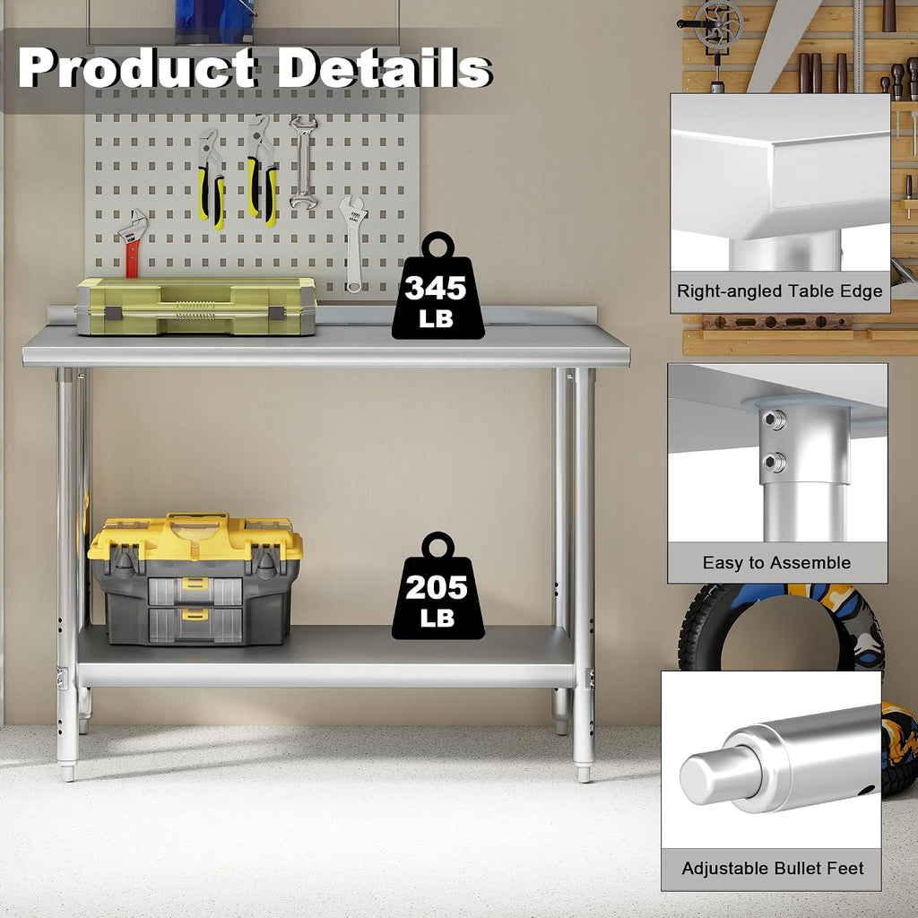 Hardura Stainless Steel Prep Table 24x48 Inch