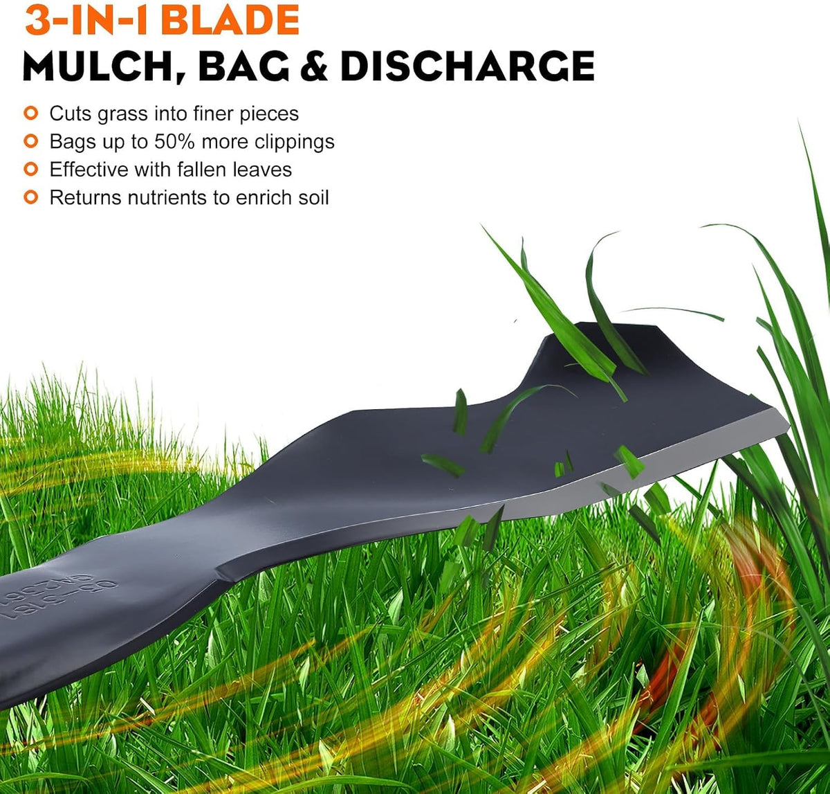 Hipa 942-0741A 21 inch Lawn Mower Mulching Blade for Troy Bilt Craftsman