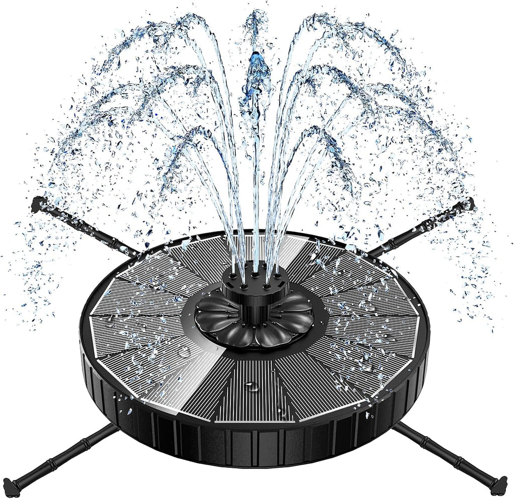 Solar Fountain, 3-Level Adjustable Water Height, 3.5W Glass Powerful Outdoor Fountain Pump with Rotating Rods & 7