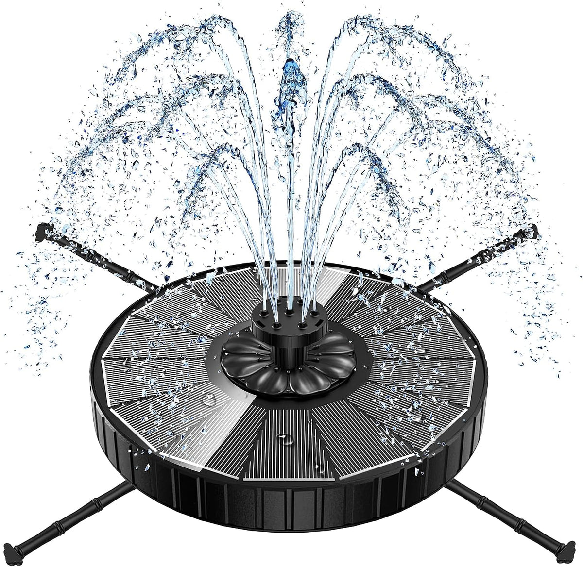 Solar Fountain, 3-Level Adjustable Water Height, 3.5W Glass Powerful Outdoor Fountain Pump with Rotating Rods & 7