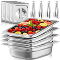 1/2 Half Size Hotel Pans with Lids | 4" Deep (4 Pack) | 4 Kitchen Tongs