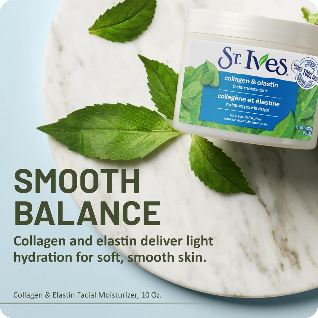 Collagen Elastin Face Moisturizer for Dry Skin, Paraben free and Non Comedogenic, 10 oz