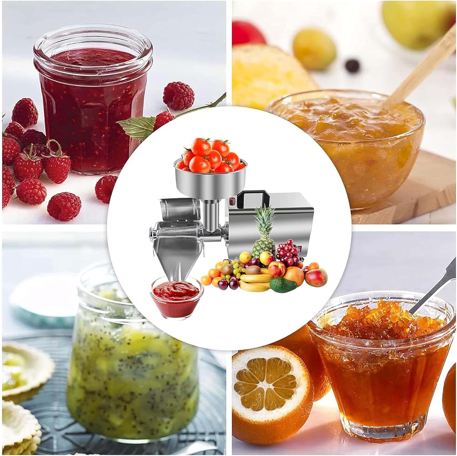 Electric Tomato Strainer Machine – 370W Commercial Food Milling Press for Jams & Sauces, Stainless Steel Fruit Press