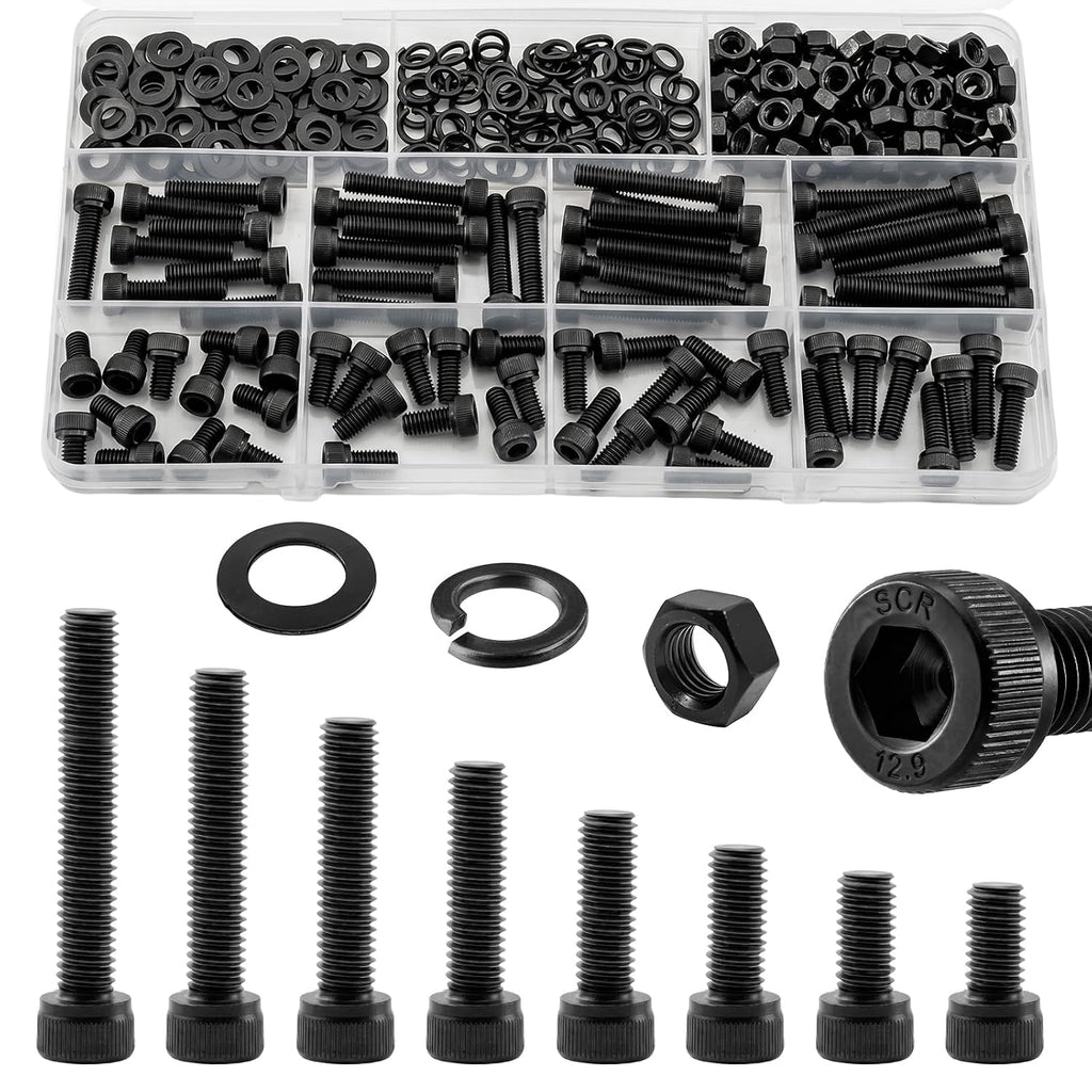 280Pcs UIETUIL M5 Hex Socket Head Cap Screws Kit, M5x8-35mm, 12.9