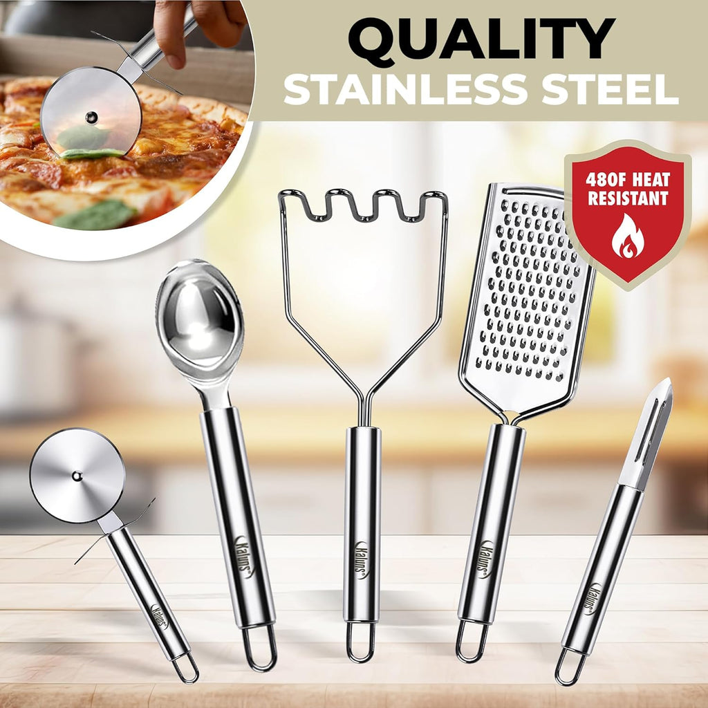 50 PCS Silicone Kitchen Utensils Set Complete Kitchen Set - 800°F Heat Resistant Non-Stick Premium Silicone Cooking