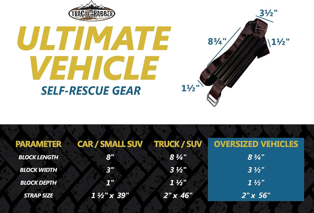 Tire Traction Device for Oversized Tires on Trucks/SUVs, Set of 2 - Made in the USA, Easy to Install, Get Unstuck