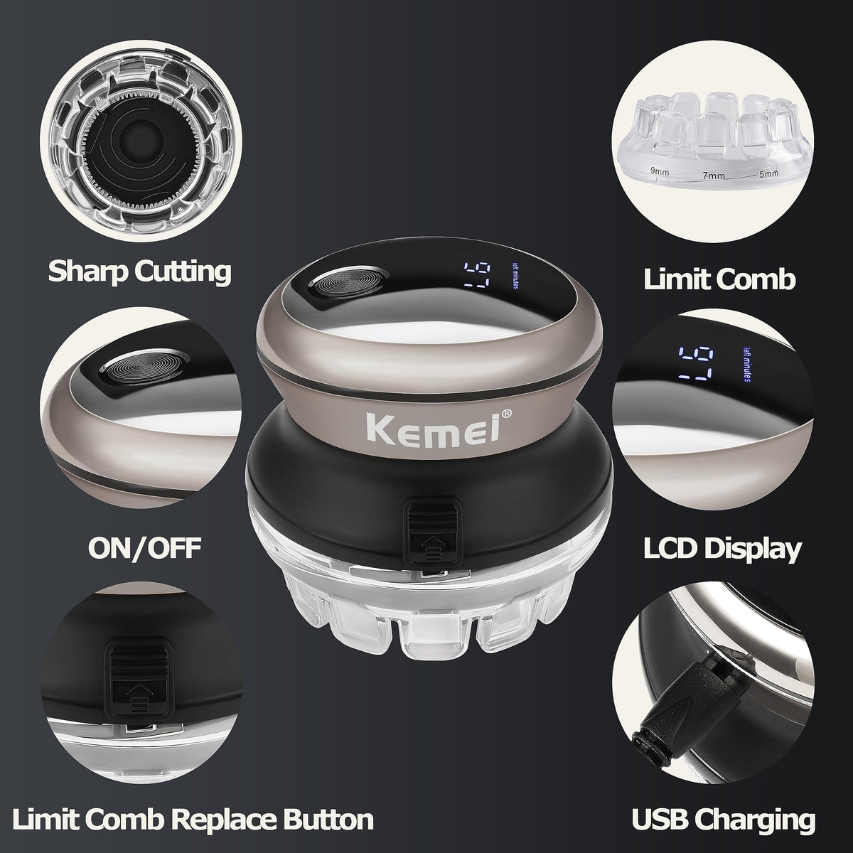 Hair Clipper for Men Automatic Circular Hair Trimmer Self-Haircut Kit