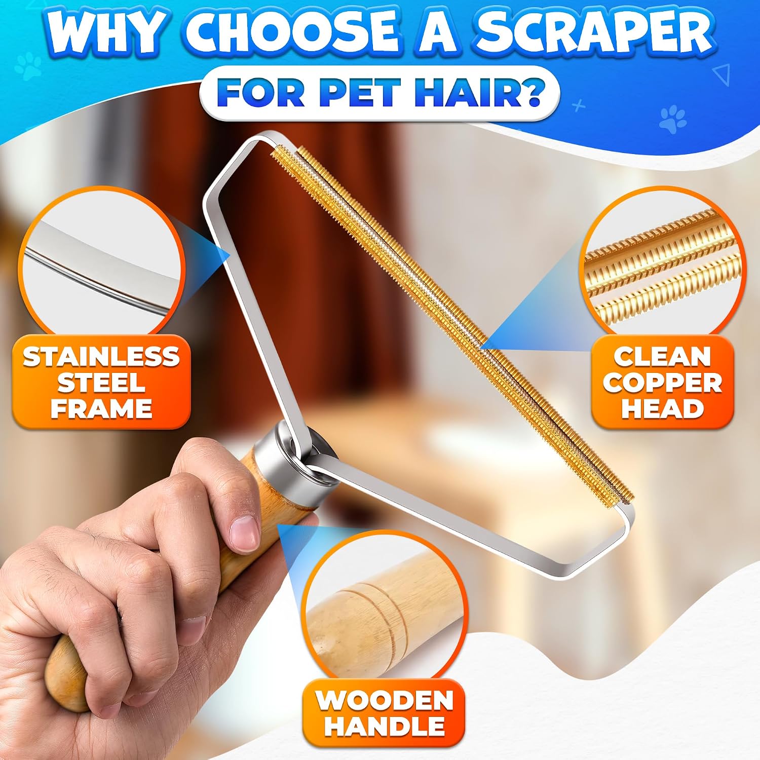 Pet Hair Removers 2 Pack Reusable Metal Lint Remover Tool – Durable Pet Hair Remover Tool with Wooden Handle |