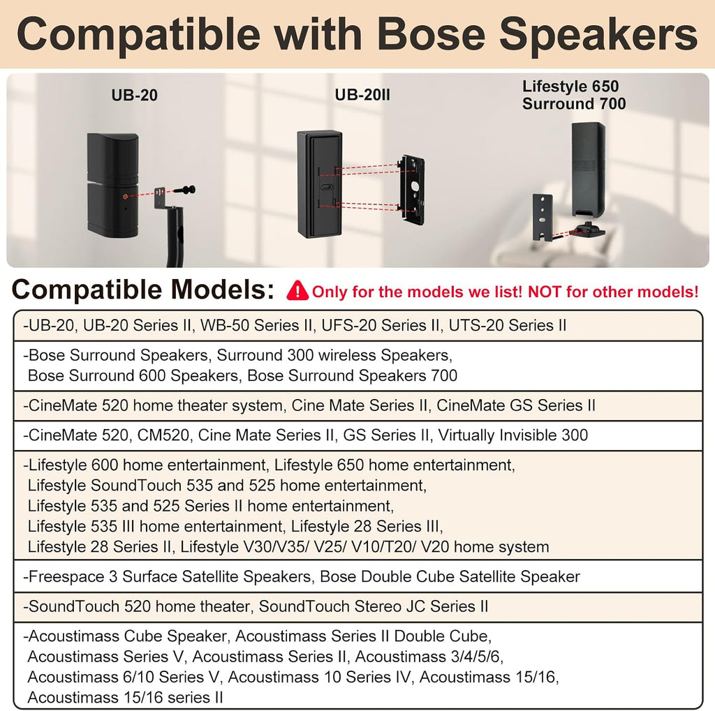 Height Adjustable UFS-20 Stand for Bose Speaker Stands, with Slideconnect Bracket