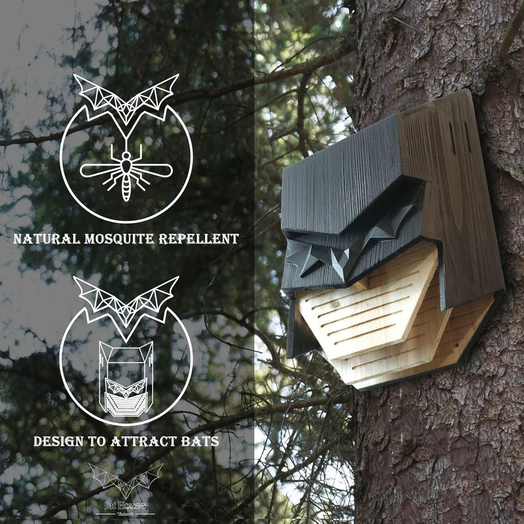 Caped Hero Bat House for Outdoors - Wooden Large Three Chamber Box Perfectly Designed to Attract Bats