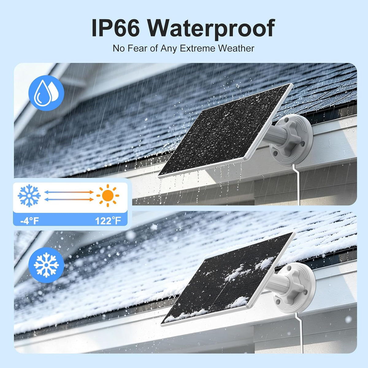 Solar Panel Charger for Ring Doorbell, Built-in 4000mAh Battery