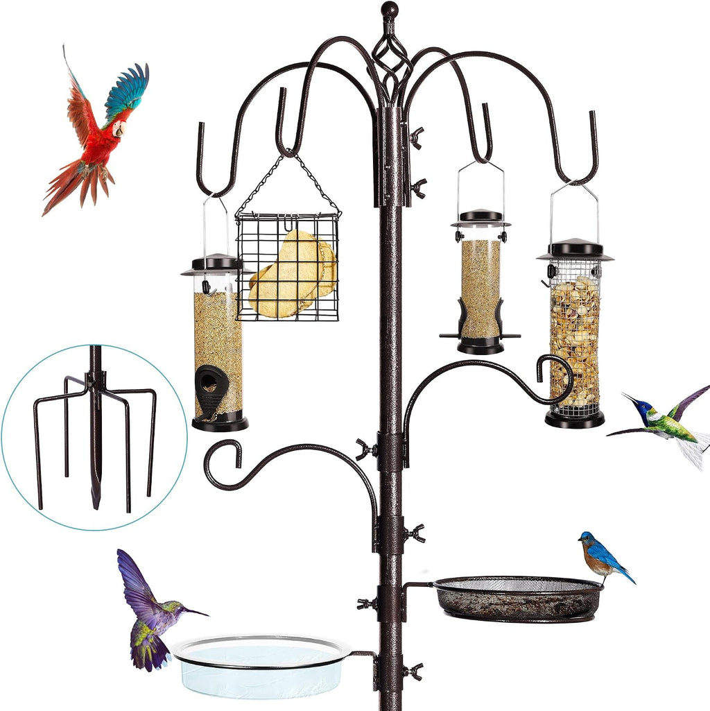 6-Hook Bird Feeding Station, 94 Inch Bird Feeder Pole for Outdoors
