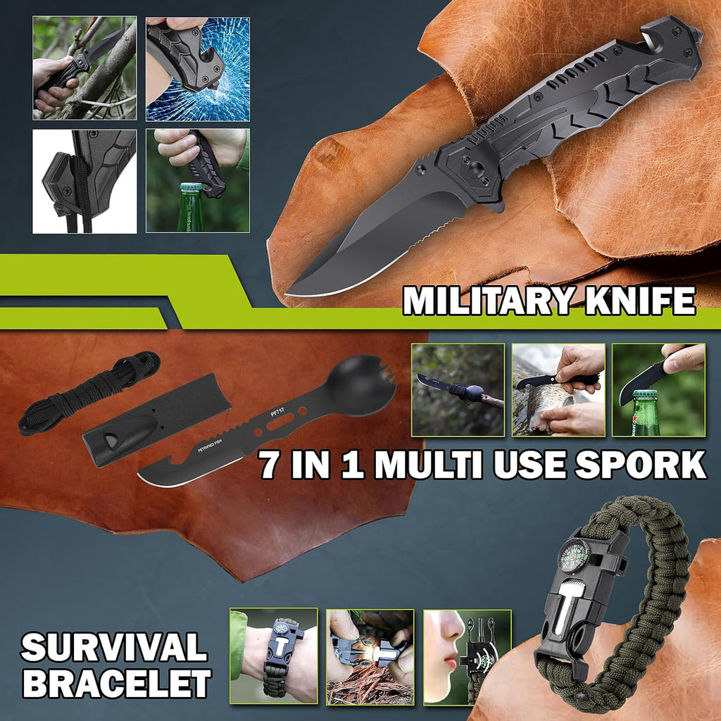 Survival Kit 17 in 1, Survival Gear and Supplies for Adult Teen Men, Survival Case, 2025 Xmas Holiday Surprise Gift