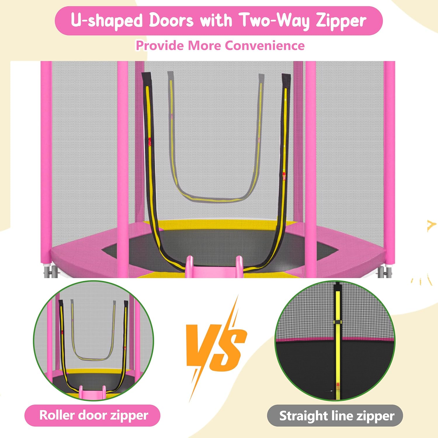 7FT Kids Trampoline with Safety Enclosure Net, Slide and Ladder, Easy Assembly Round Outdoor Recreational Trampoline