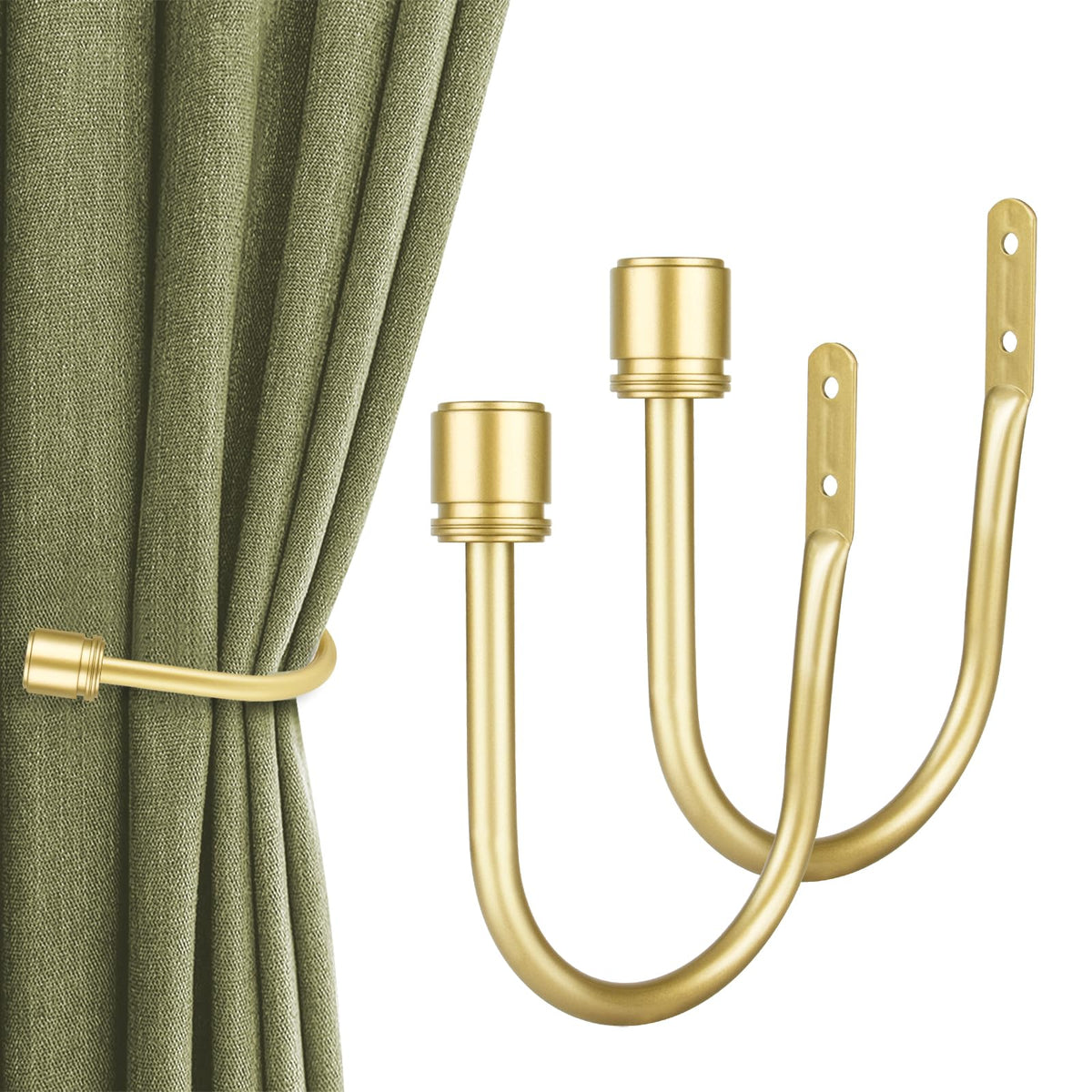 Curtain Holdbacks 2 Pack for Windows, Gold(1 Pair/2 Pack), Large