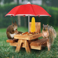 Gnodary Squirrel Feeder with Umbrella, Squirrel Feeders for Outside, Squirrel Picnic Table Feeder - Chipmunk Feeder