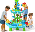 Kids Flower Water Sand Table for Toddlers - 2-Tier Outdoor Water Sand Play Table Toys for Boys Girls, Summer Splash