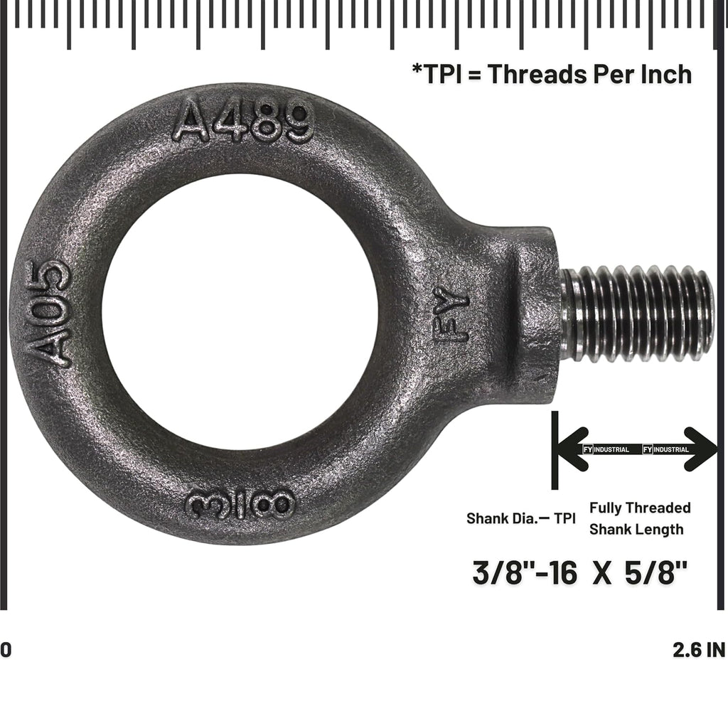 5 Pcs Lifting Shoulder Eye Bolts 3/8"-16 X 5/8"