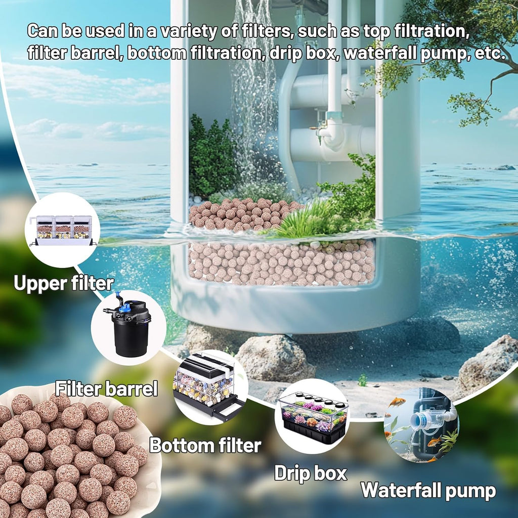 15oz Ceramic Bio Balls - Aquarium Fish Tank Filter Media for Sump Pond | Nano-Tech Bio-Spheres Filter Biomedia Balls