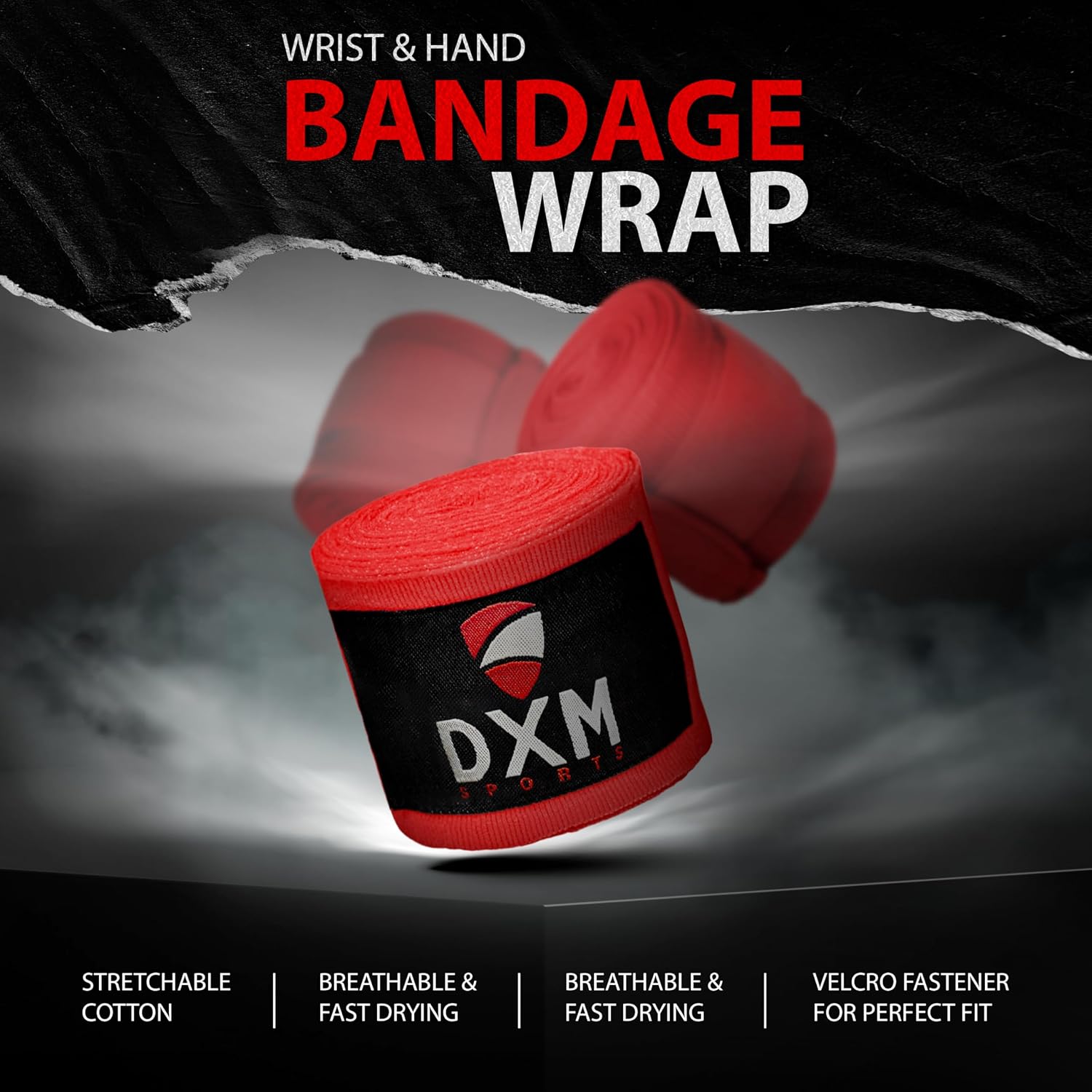 Boxing Hand Wraps Inner Gloves - 180 Inch Elasticated Thumb Loop Bandages - Kickboxing MMA Muay Thai Kickboxing