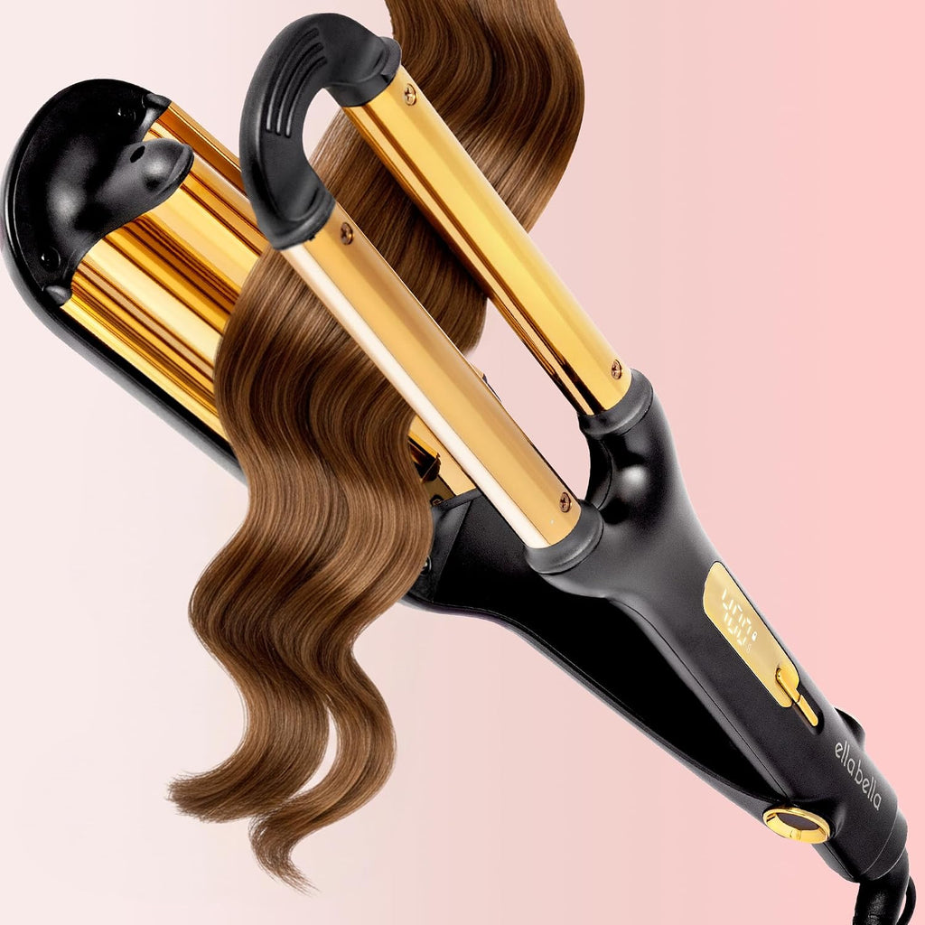 Open Waver (Deep Waver) Curling Iron, 3 Barrel Crimper Tool | Instant & Long-Lasting Open Waves. Digital Display for