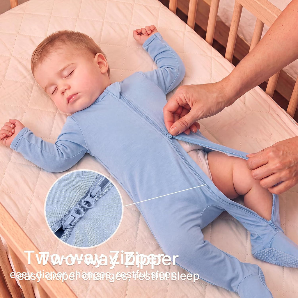 BubblePanda Rayon Made From Bamboo Baby Pajamas Long Sleeve Sleepers