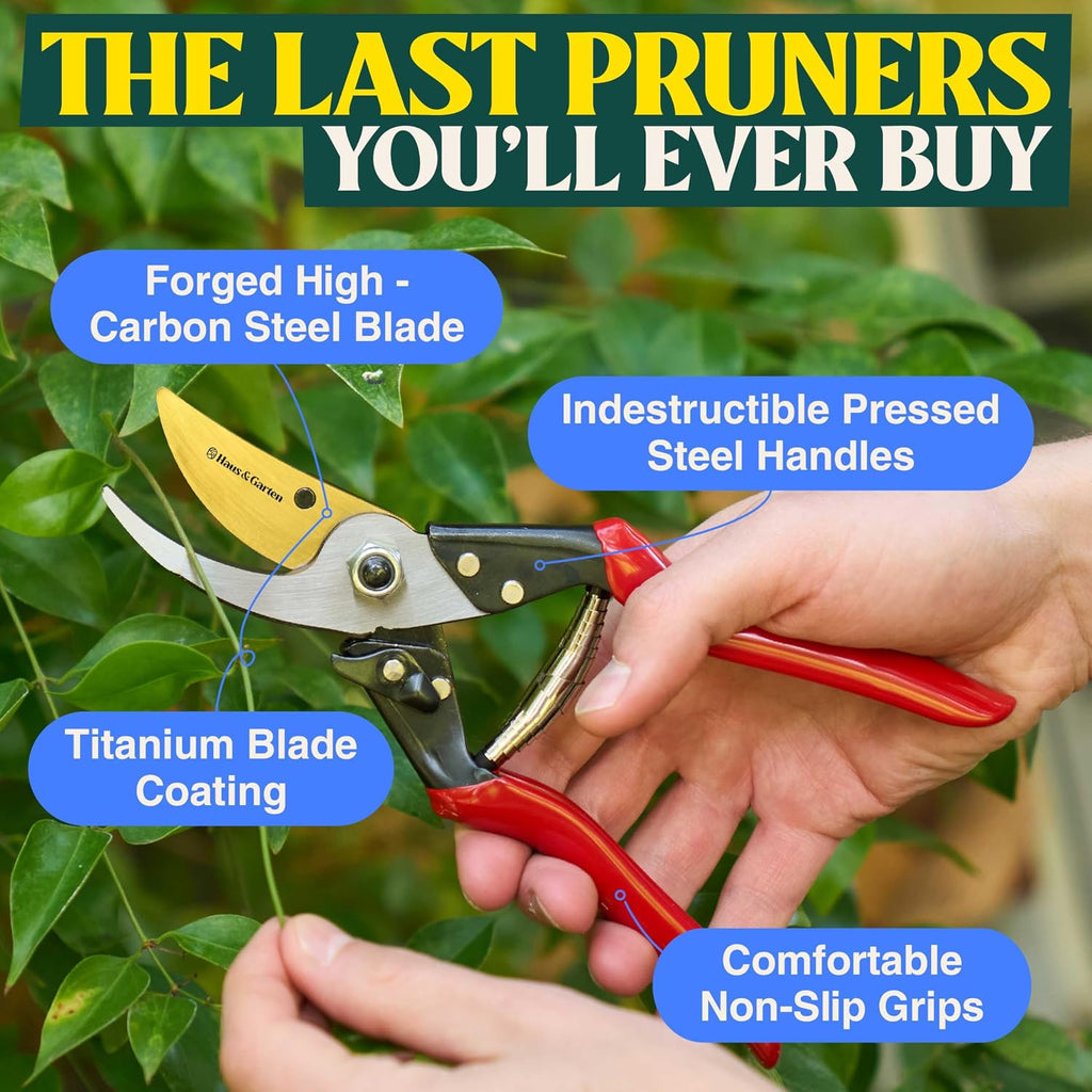 ForgedPRO 8.75" Heavy Duty Professional Titanium Bypass Pruning Shears - Use As Pruners, Garden Shears, Handheld
