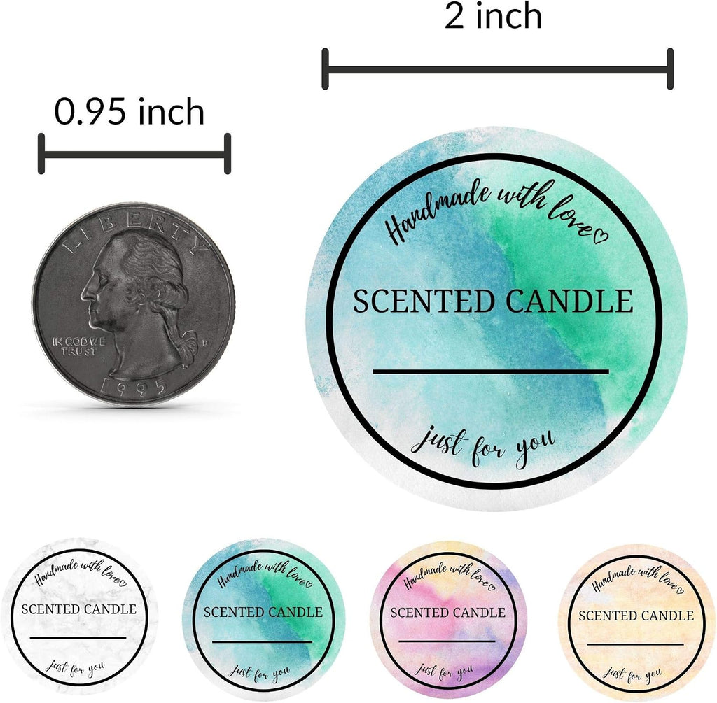 Watercolor Candle Label Roll 2 Inch 300pcs Waterproof | Candle Labels for Candle Making Supplies, Candle Tins, Candle