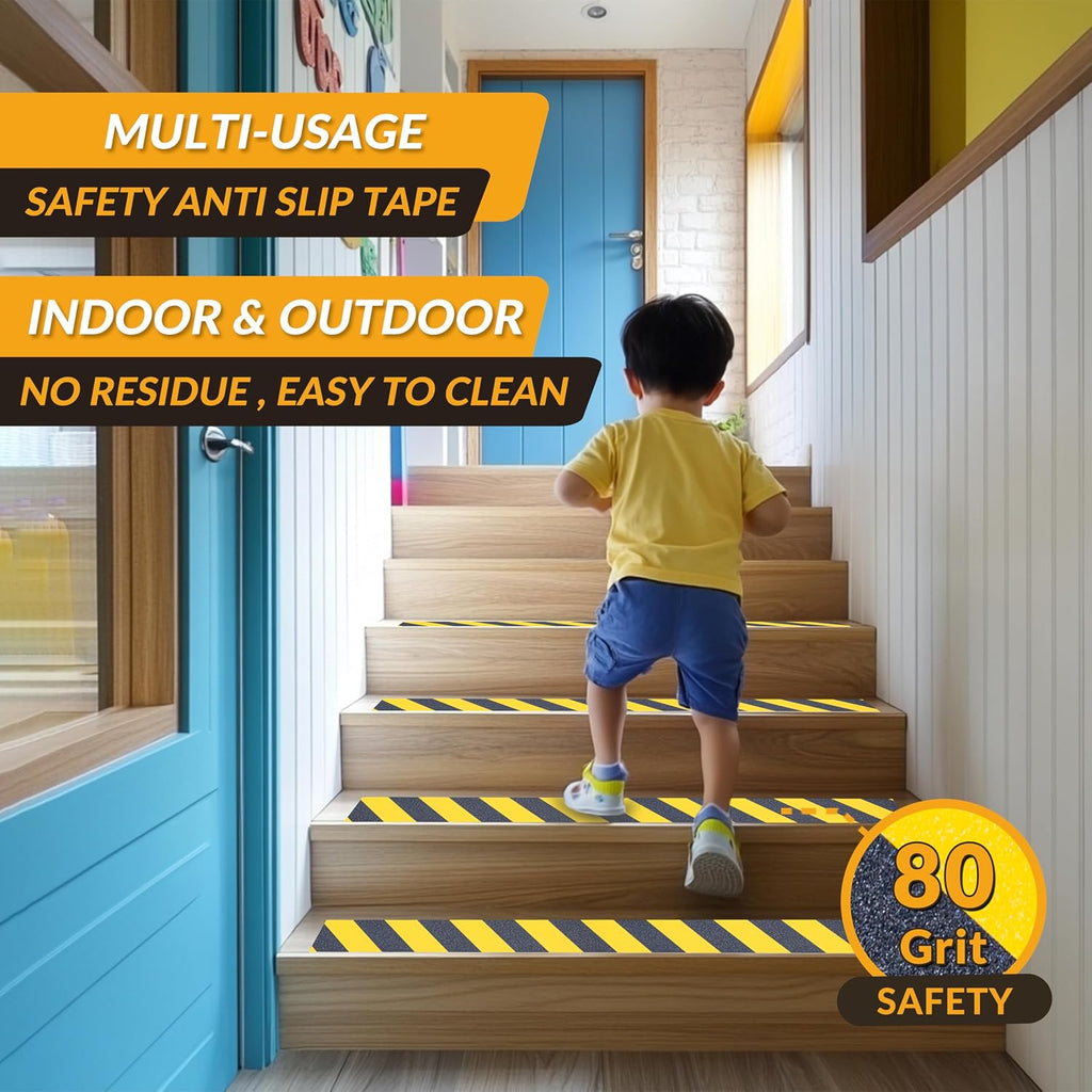 LifeGrip Yellow/Black Anti Slip Tape, 4" x60ft, Waterproof Outdoor Caution