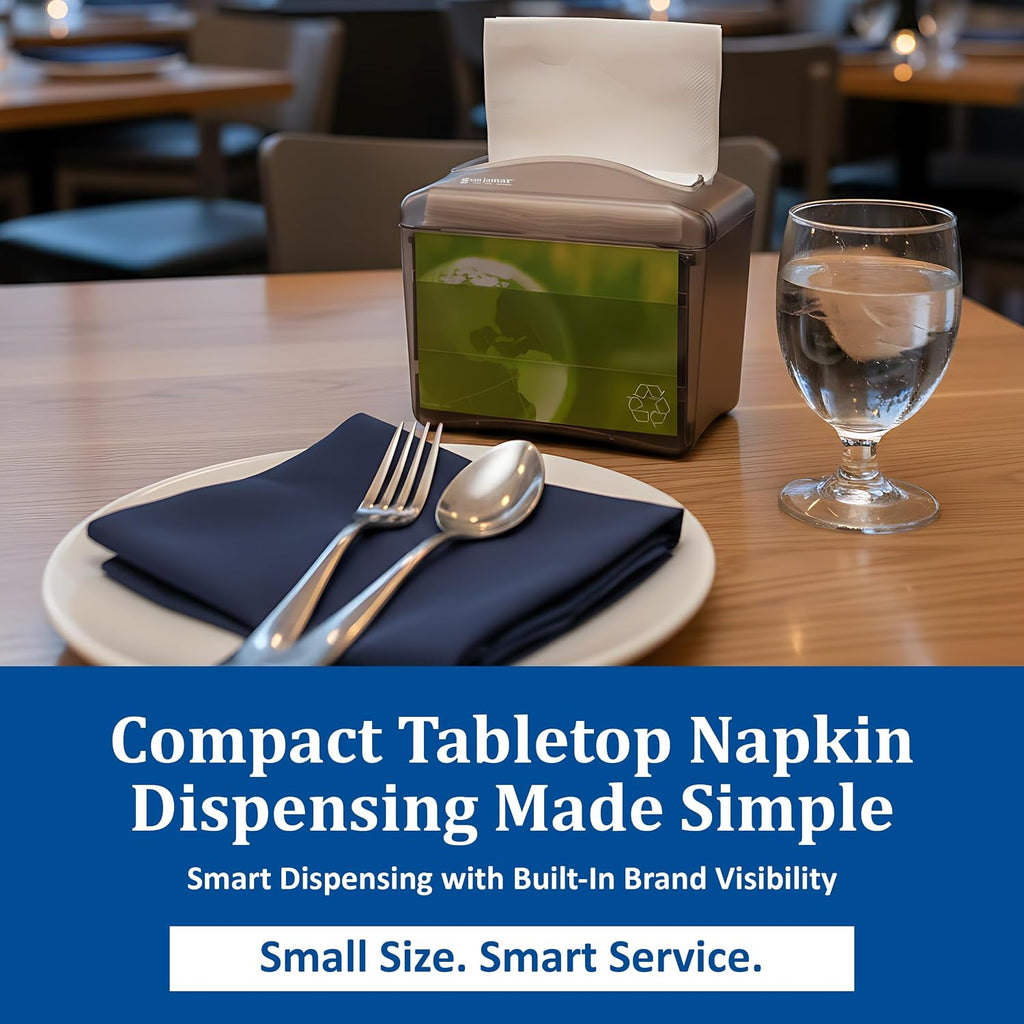 Venue Napkin Dispenser for Restaurant Tabletop, 200-250 Napkins, Mini Interfold, Black