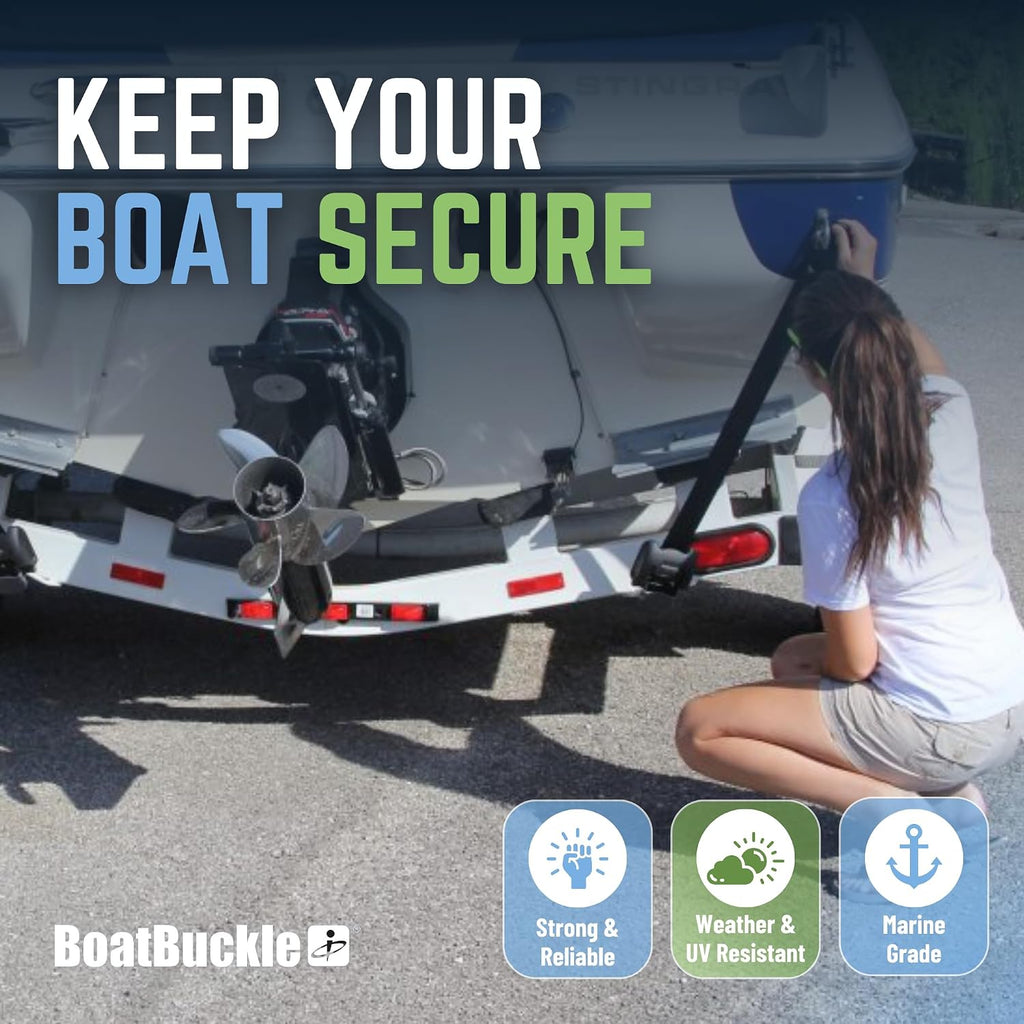 BoatBuckle F14220EC Retractable Transom Tie Down Strap, 2 x 43 in, 1 Count