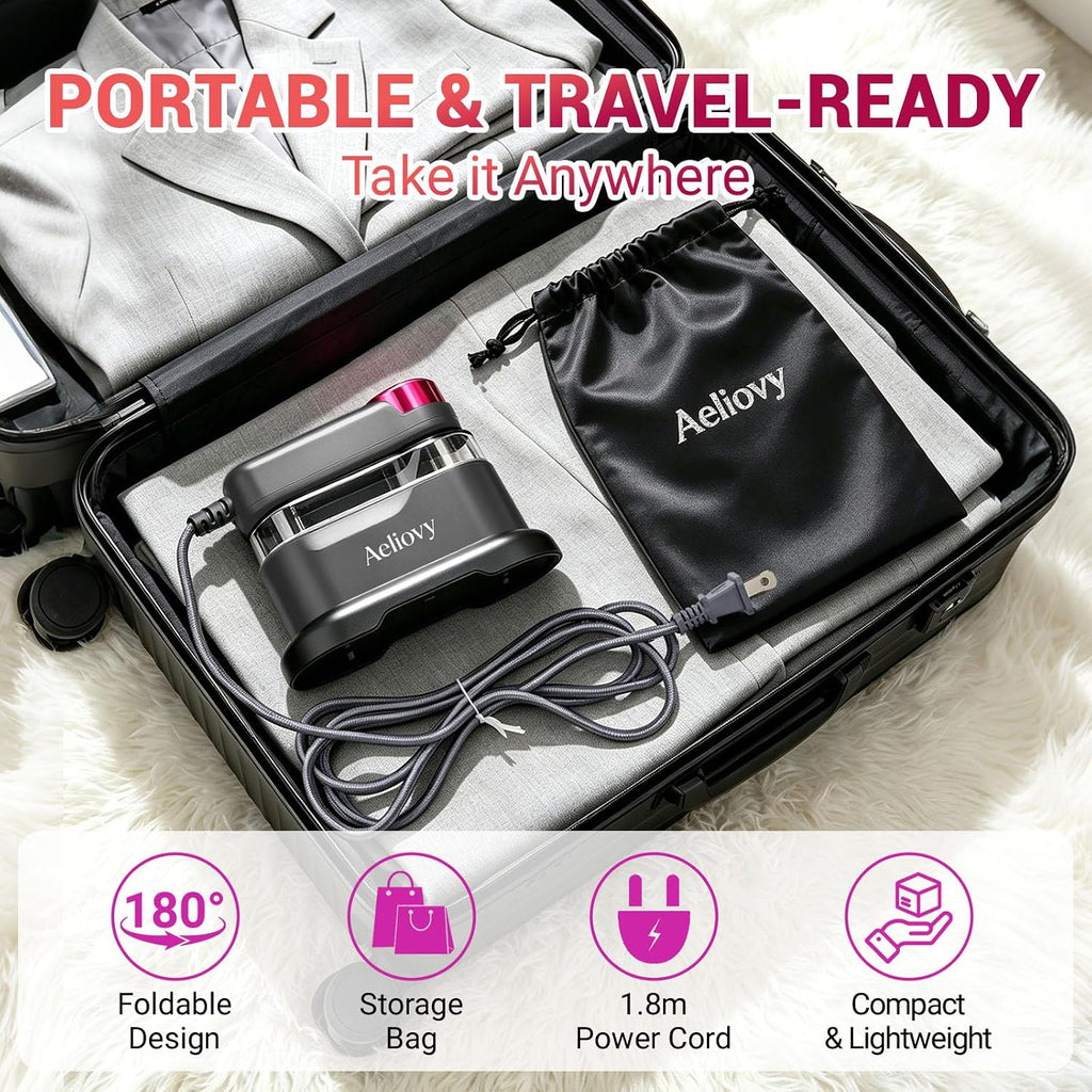 Travel Steamer for Clothes, Portable Handheld Garment Steamer & Steam Iron 2-in-1, 1200W Fast Heat-Up Mini Steamer