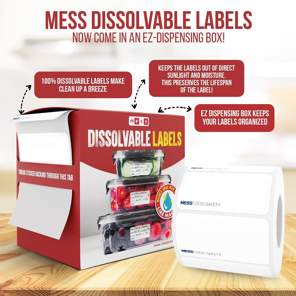 Dissolvable Food Labels 1x2 in 500/Roll - Blank Freezer Jar Stickers