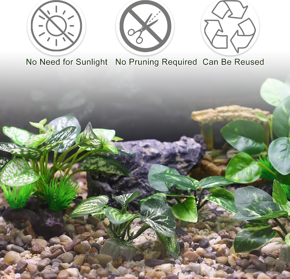 Silk Aquarium Plastic Plants Fish Tank Decor Driftwood for Fish Green 5pcs