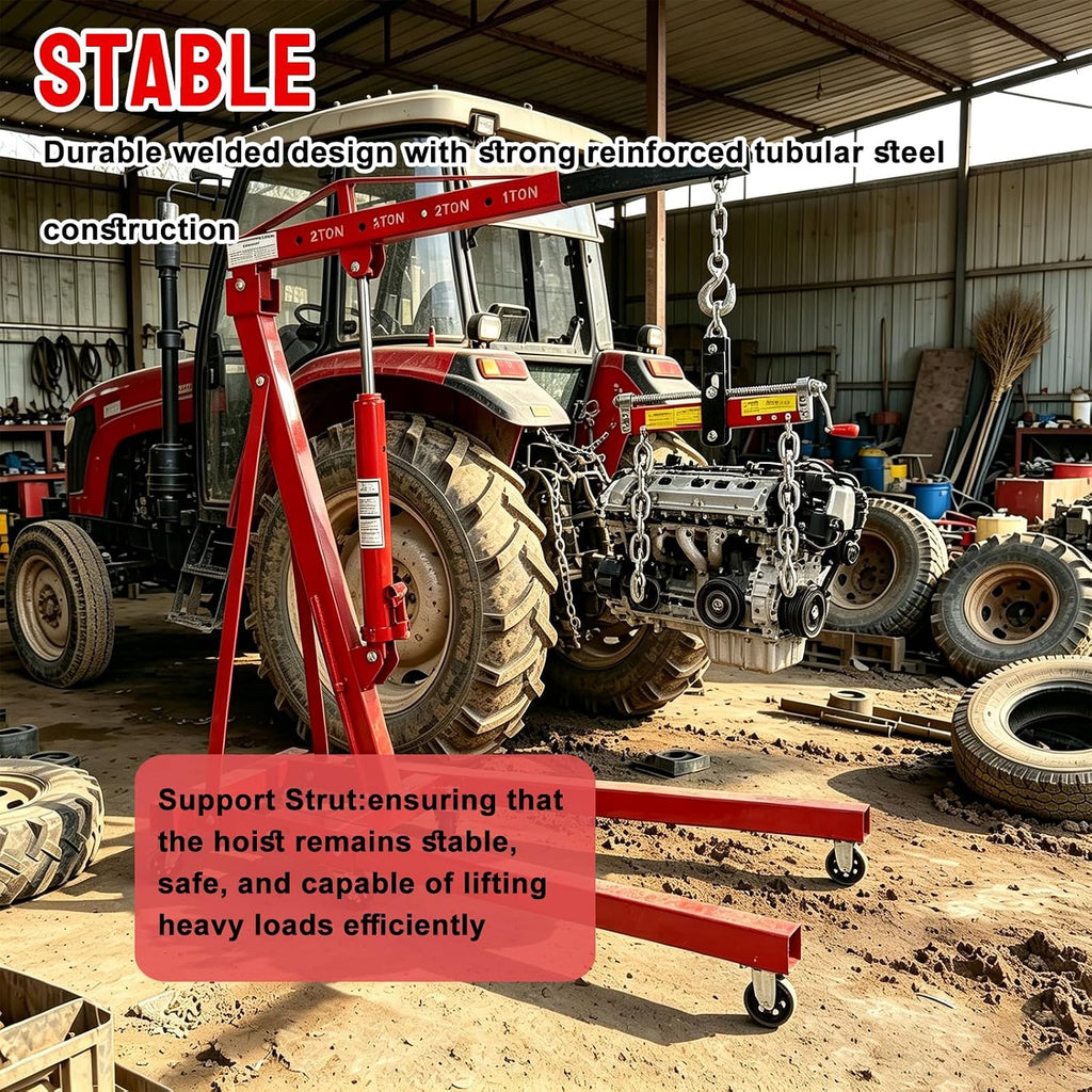 2Ton Hydraulic Engine Hoist with Load Leveler, Folding Cherry Picker