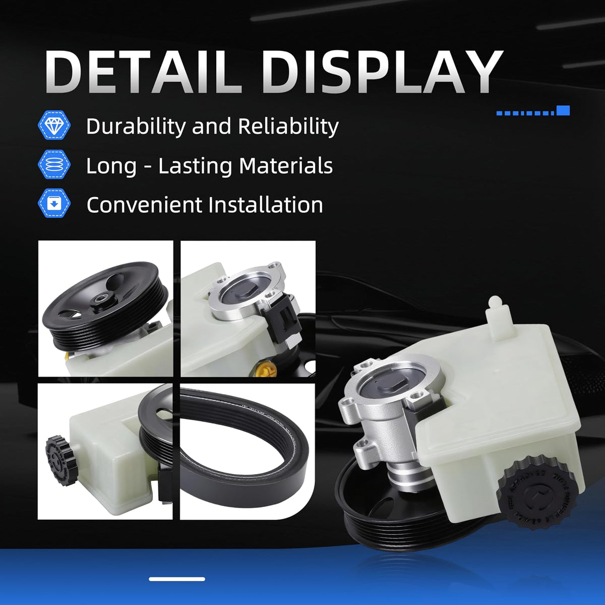 Power Steering Pump with Pulley&Serpentine Drive Belt for Liberty