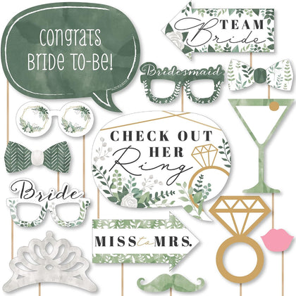 Boho Botanical Bridal Shower Photo Booth Prop Kit, DIY Props - 20pc