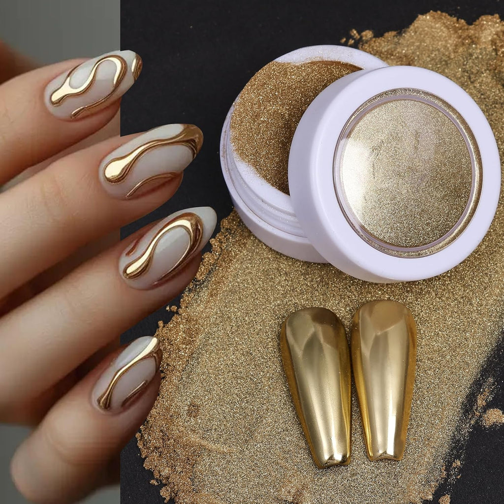 Metallic Chrome Nail Powder Set 6 Colors Magic Brown Copper Mirror Chrome Powder for Nails Holographic Glitter Gold
