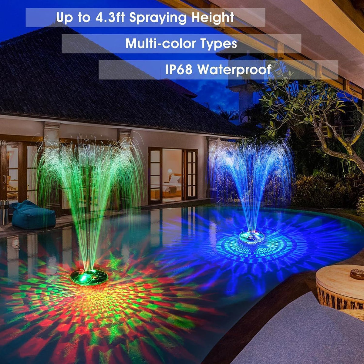 Upgraded Pool Fountain with Remote,Floating Pool Fountain with Lights-Blue | Above Ground Pool Water Fountain with