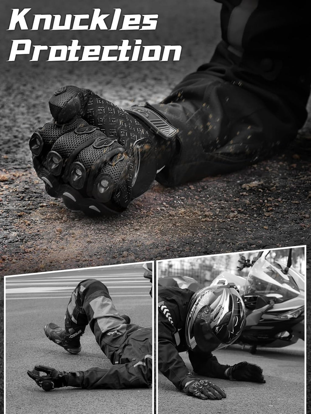 Breathable Mesh Motorcycle Gloves, Touchscreen Protective Motorbike Gloves for Men and Women BMX ATV MTB Riding, Road