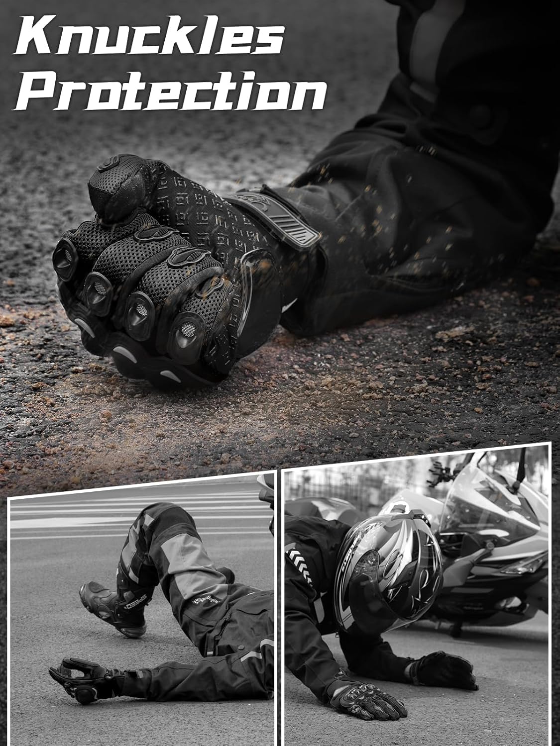 Breathable Mesh Motorcycle Gloves, Touchscreen Protective Motorbike Gloves for Men and Women BMX ATV MTB Riding, Road