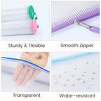 24 Pack Mesh Zipper Pouch with Sticky Labels, A4 Mesh Bags Organizer