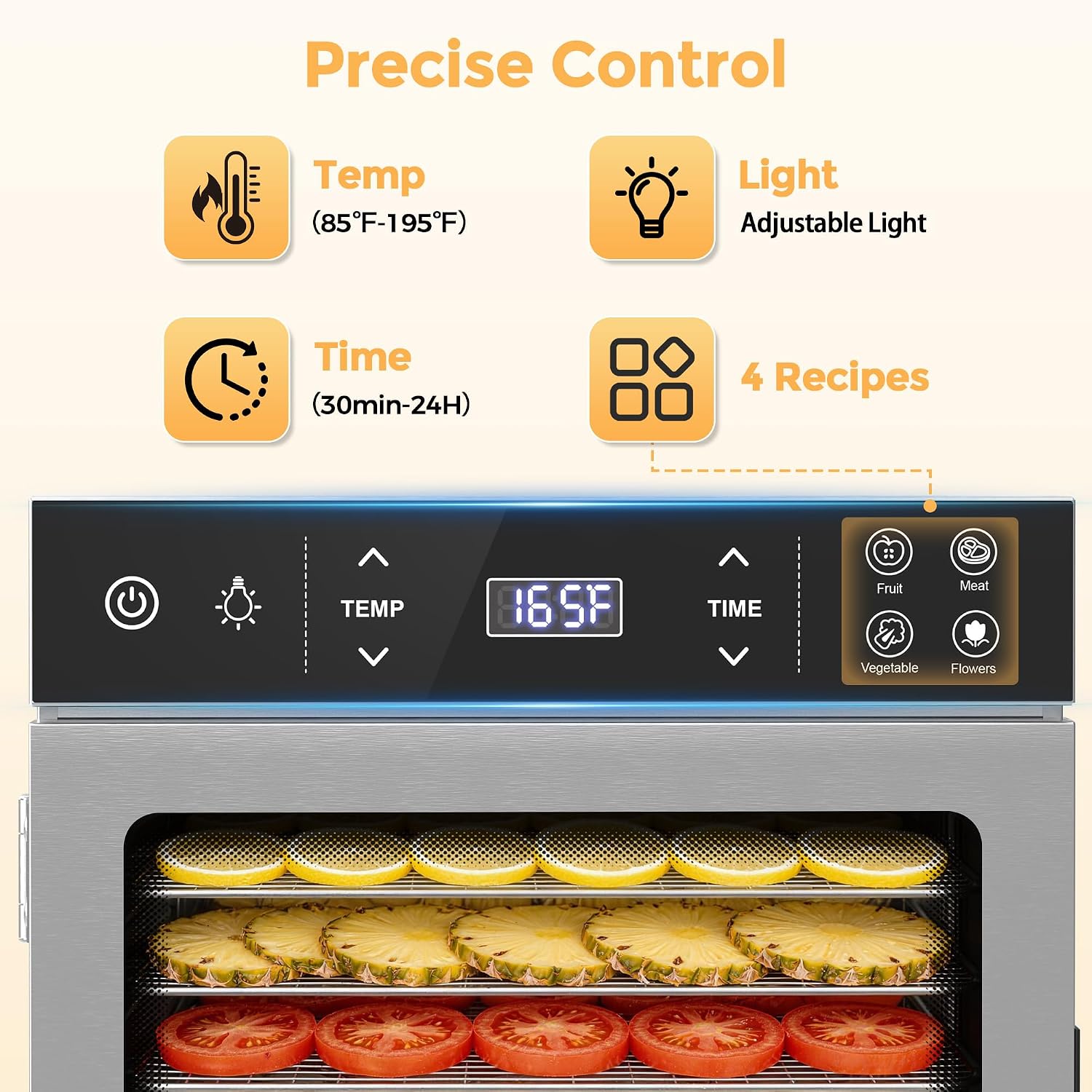 400W Food Dehydrator with 10 Trays for Jerky, Fruit, Veg, Meat