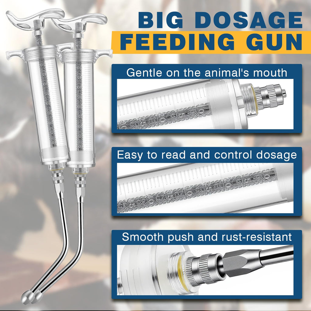 50ml 2 Pcs Drench Gun for Goats, Sheep & Cattle, Clear