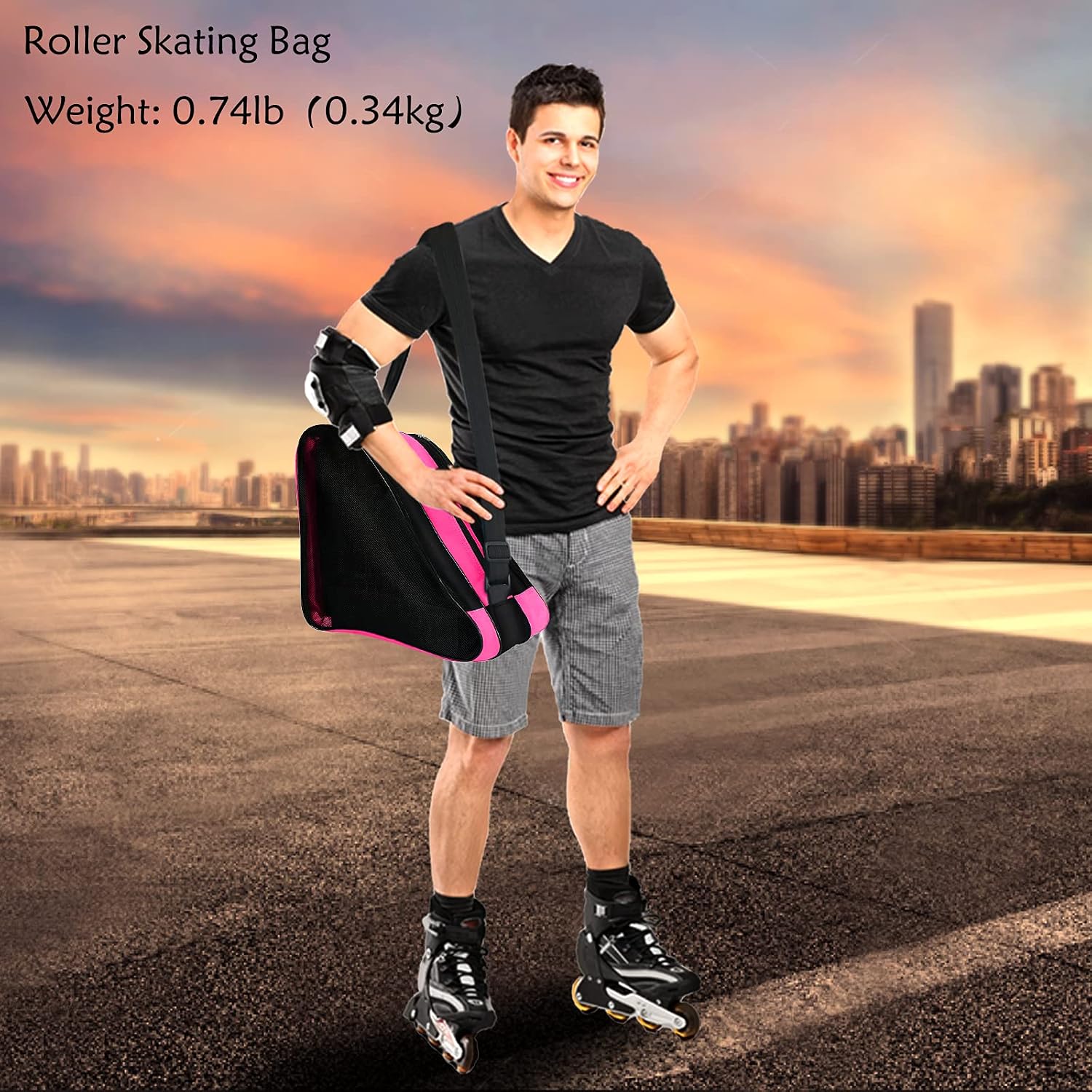 Ice Skate Bag - Large Capacity Skating Bag Fits Quad, Inline and Most Roller Skates