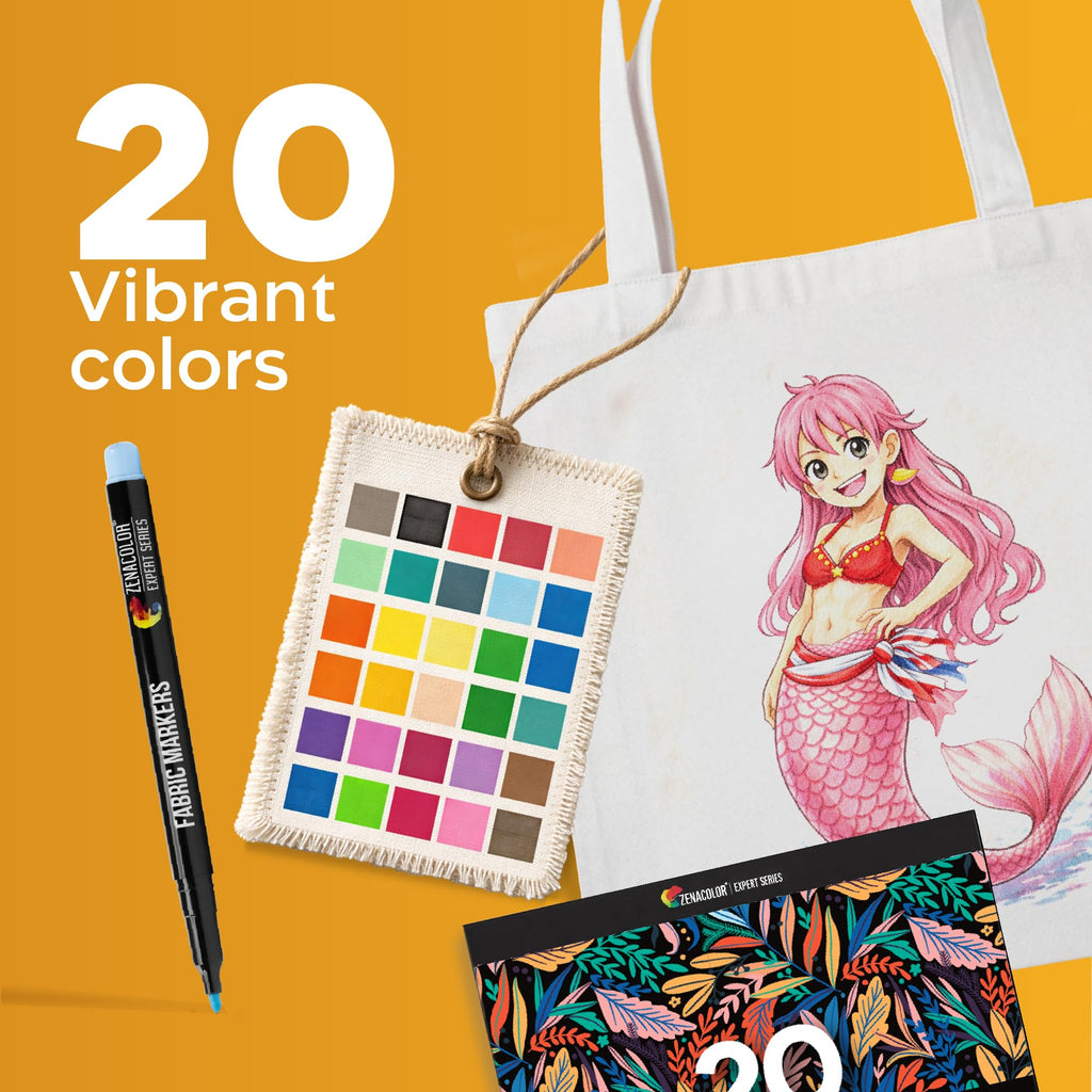 20 Fabric Markers Permanent for Clothes - Fine Point